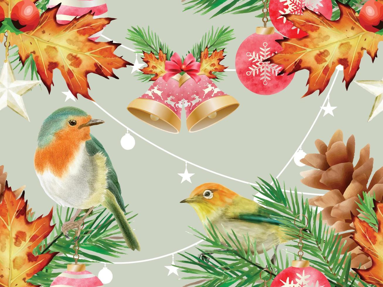 padrão perfeito com ilustração de elemento animal e natal vetor