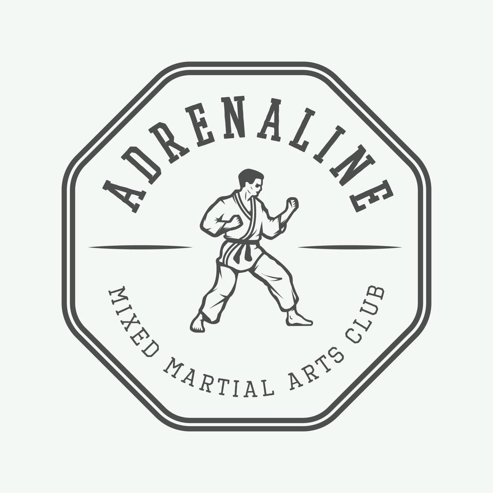 logotipo vintage de karatê ou artes marciais, emblema, crachá, rótulo e elementos de design. ilustração vetorial vetor