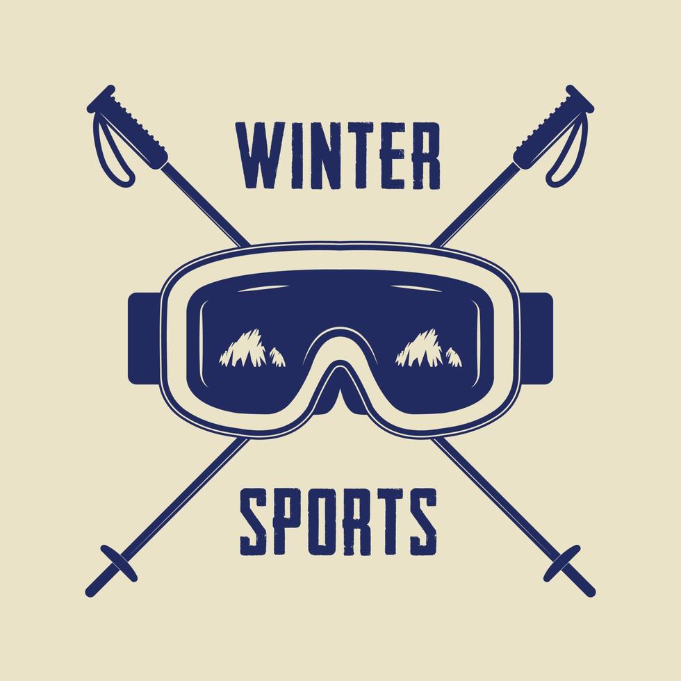 logotipo de esportes de inverno vintage, distintivo, emblema e elementos de design. ilustração vetorial vetor