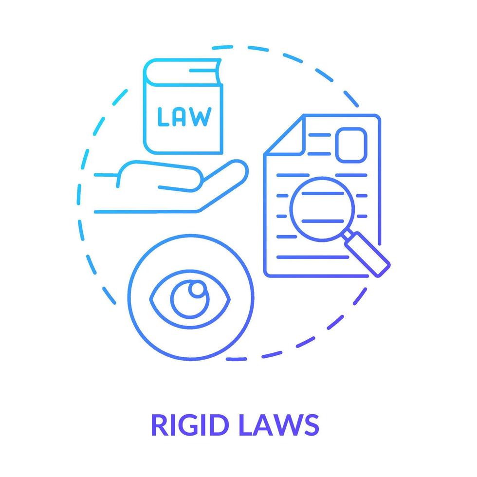 ícone de conceito gradiente azul de leis rígidas. sociedade cooperativa desvantagem idéia abstrata ilustração de linha fina. regras e regulamentos. desenho de contorno isolado. vetor