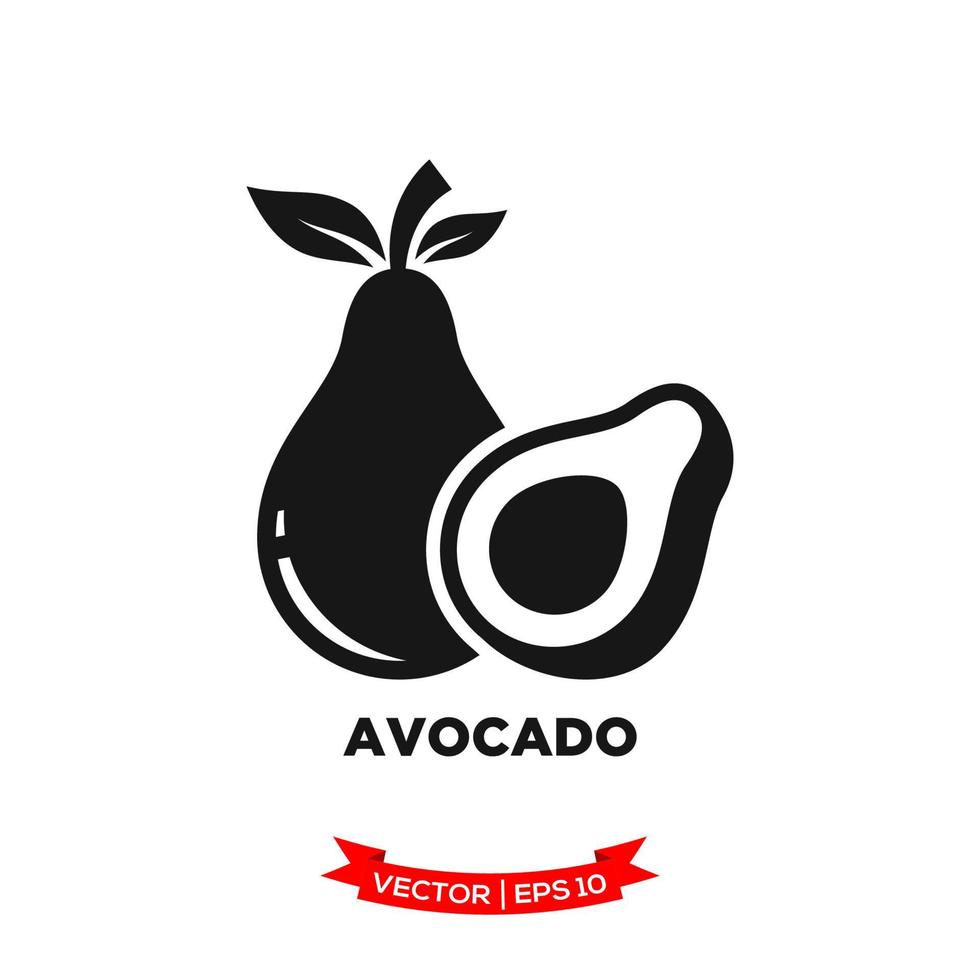 modelo de logotipo de vetor de ícone de ilustração de abacate em design plano treny