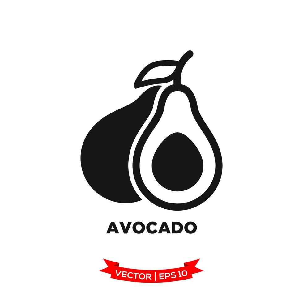 modelo de logotipo de vetor de ícone de ilustração de abacate em design plano treny