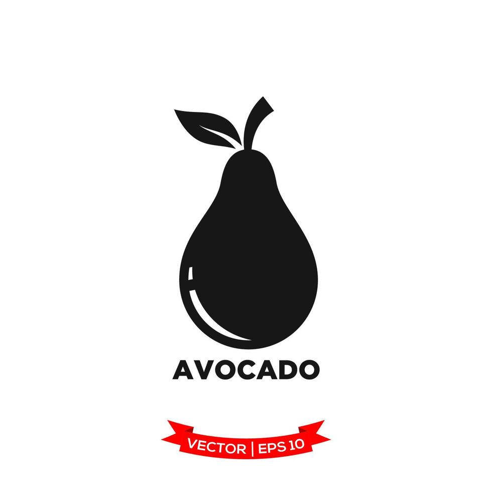 modelo de logotipo de vetor de ícone de ilustração de abacate em design plano treny