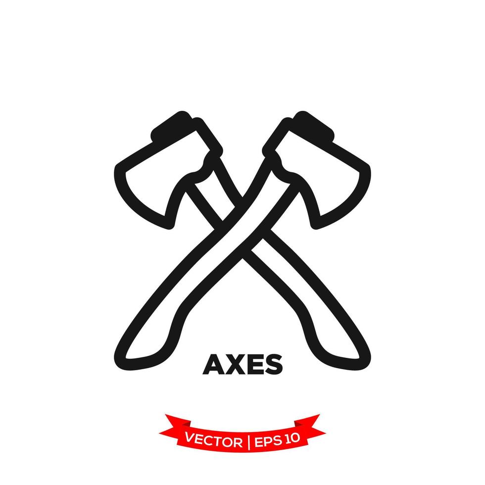 modelo de logotipo de vetor de ícone de machado em design plano treny