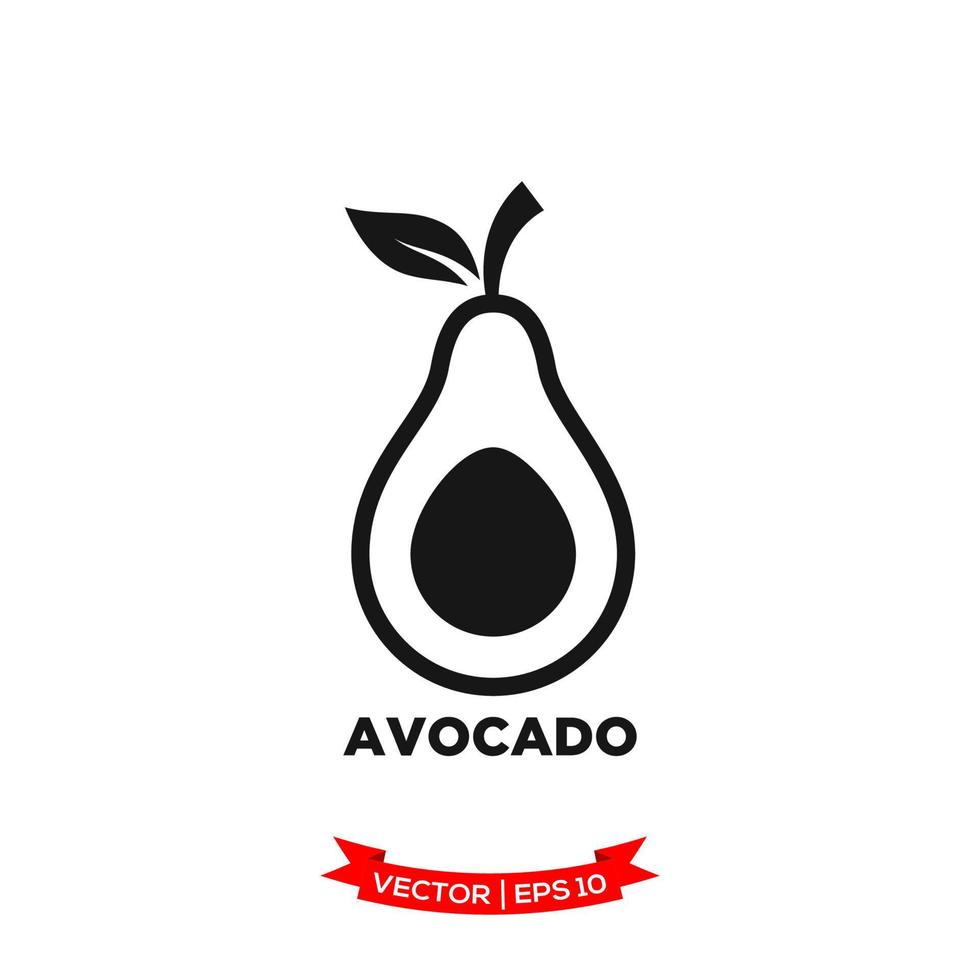 modelo de logotipo de vetor de ícone de ilustração de abacate em design plano treny