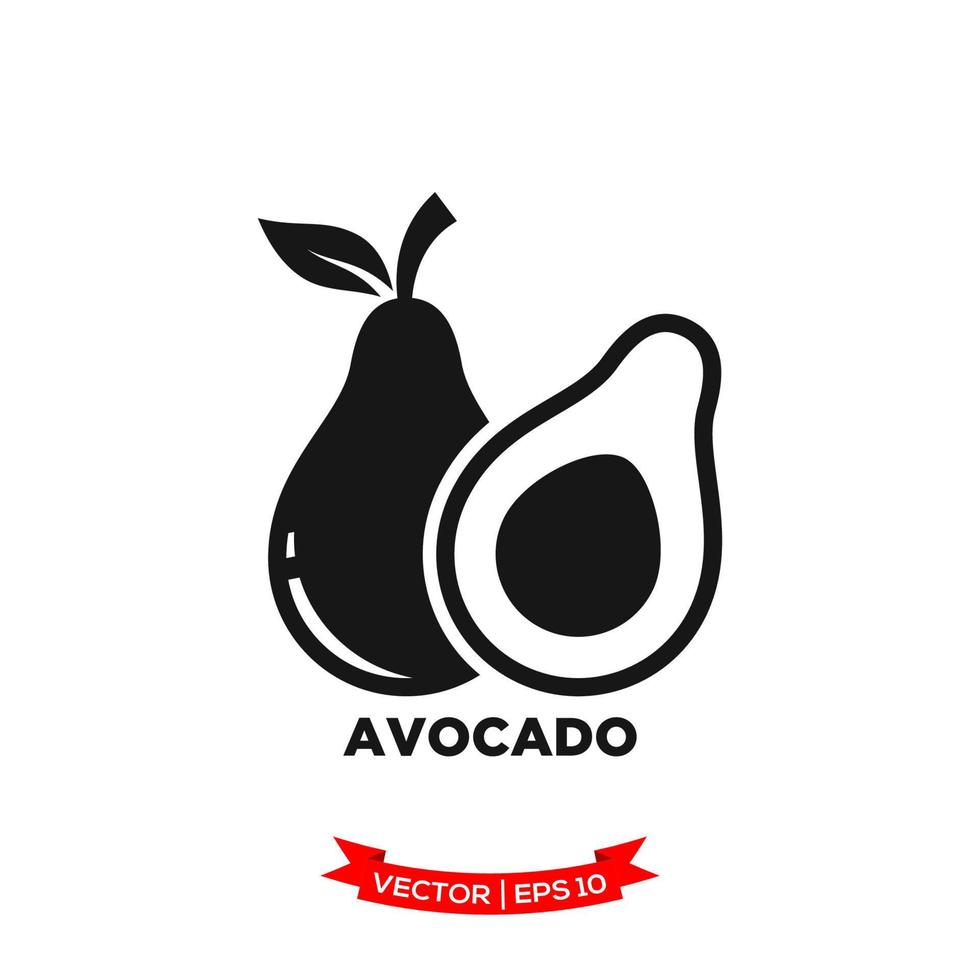 modelo de logotipo de vetor de ícone de ilustração de abacate em design plano treny