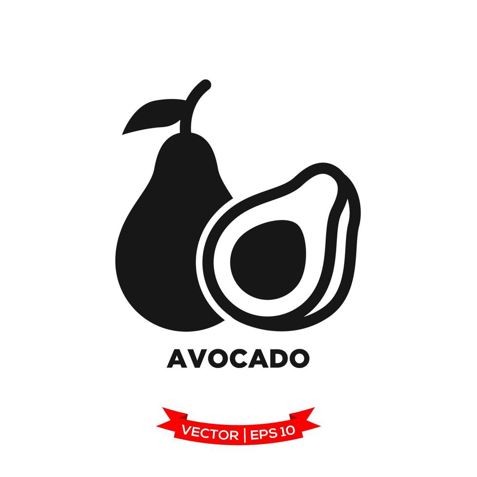 modelo de logotipo de vetor de ícone de ilustração de abacate em design plano treny