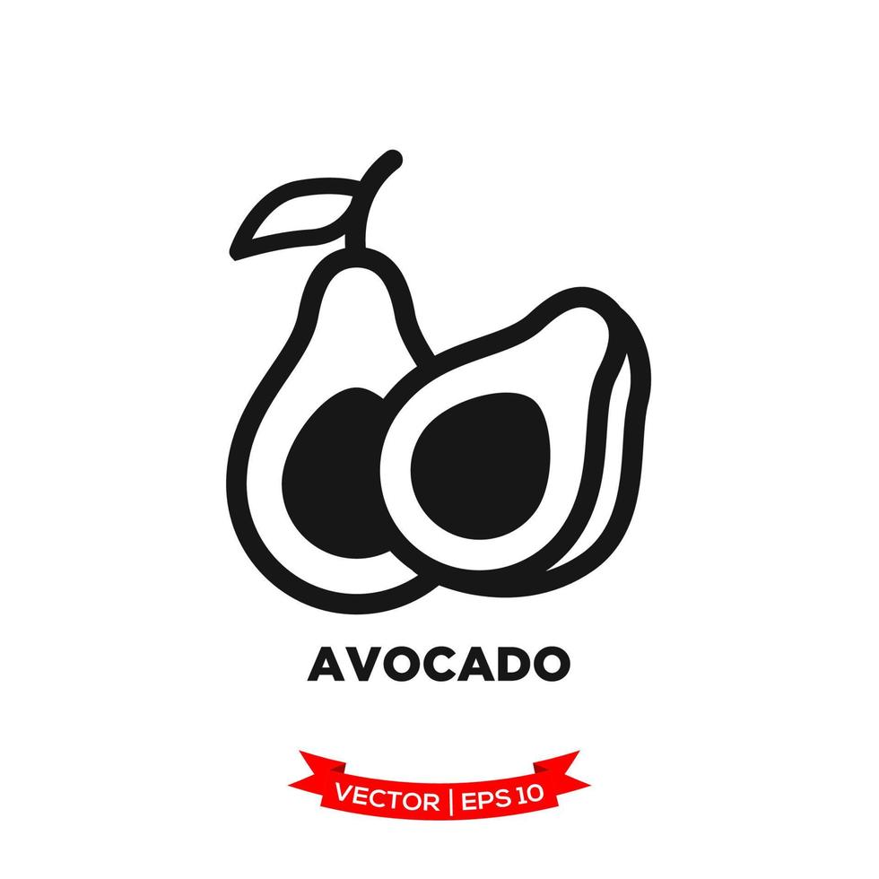 modelo de logotipo de vetor de ícone de ilustração de abacate em design plano treny