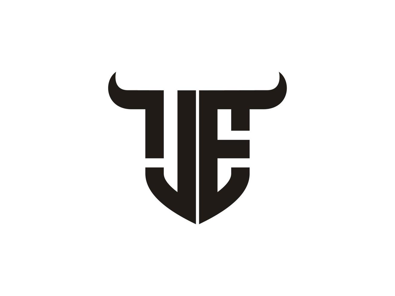 design inicial do logotipo do touro je. vetor