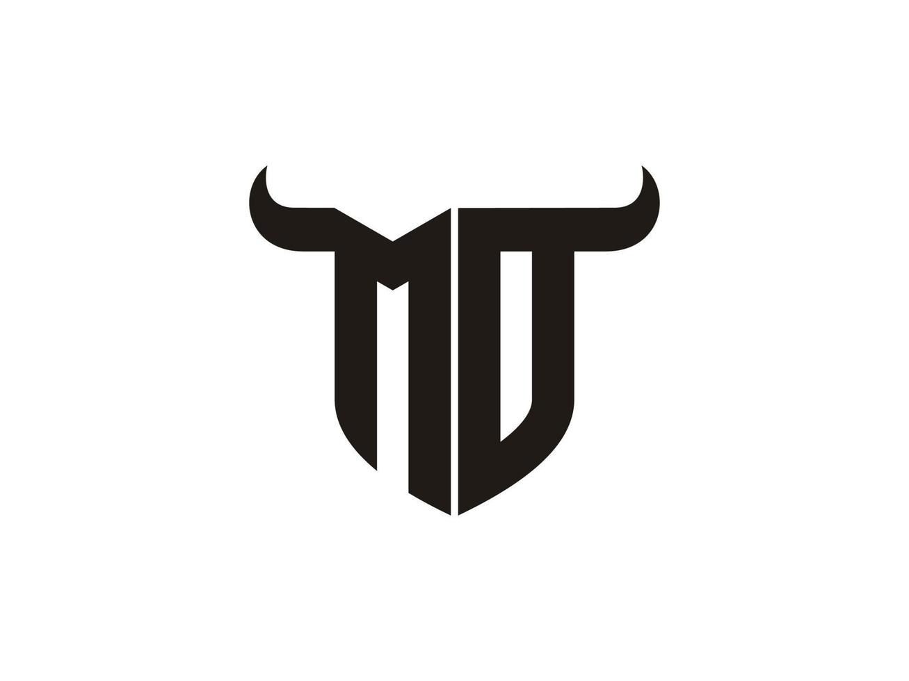 design inicial do logotipo do touro mo. vetor