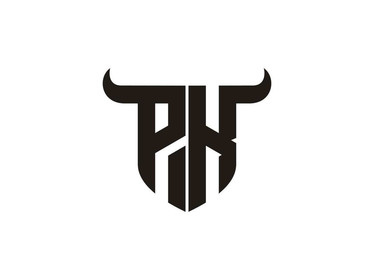 design inicial do logotipo do touro pk. vetor