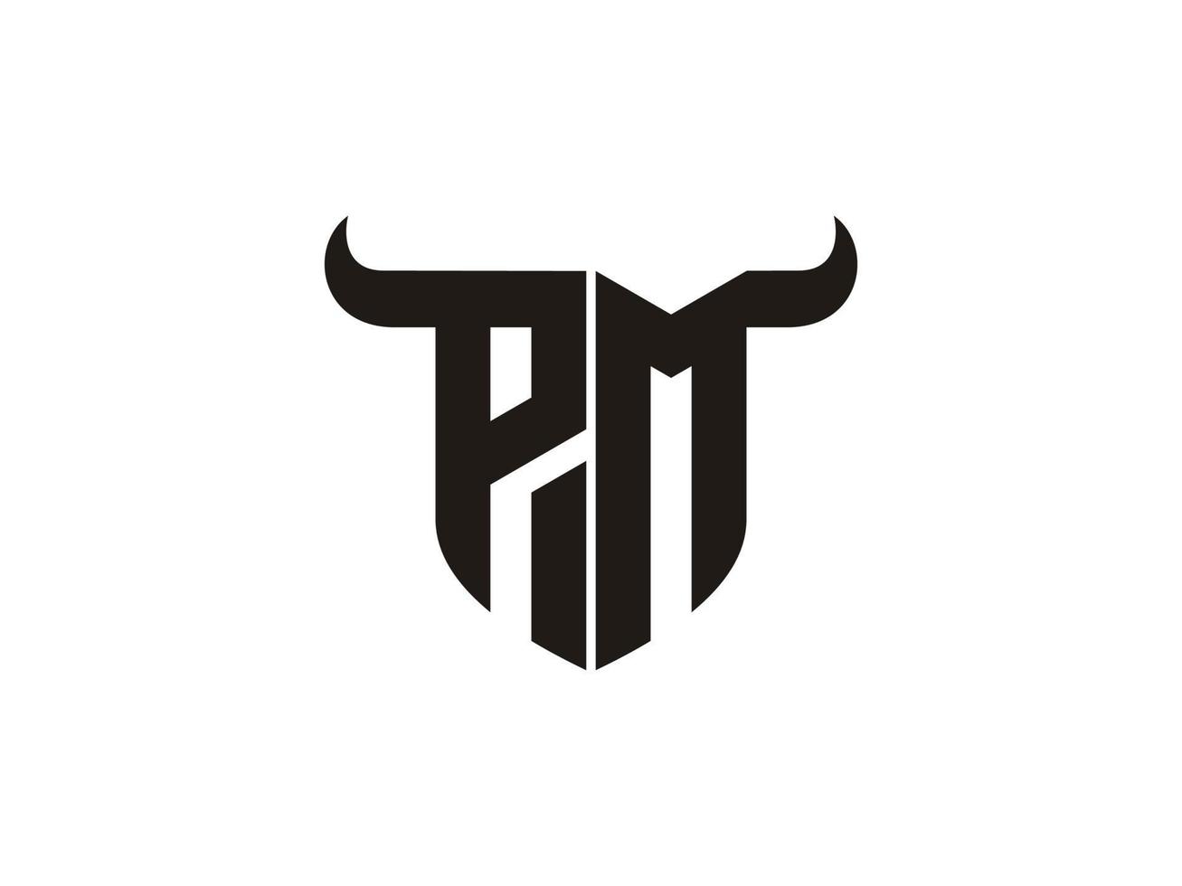 design inicial do logotipo do touro pm. vetor