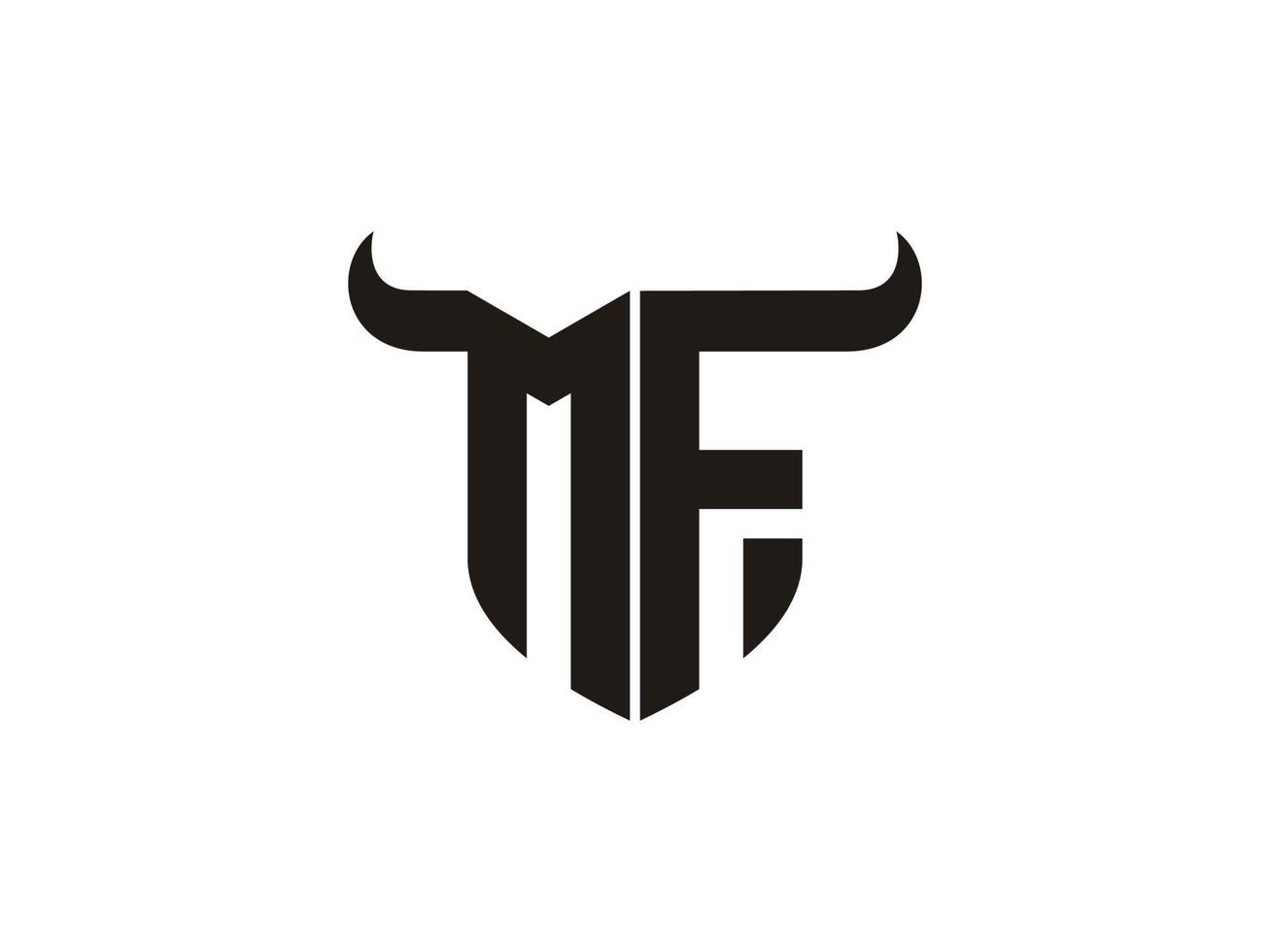 design inicial do logotipo do touro mf. vetor