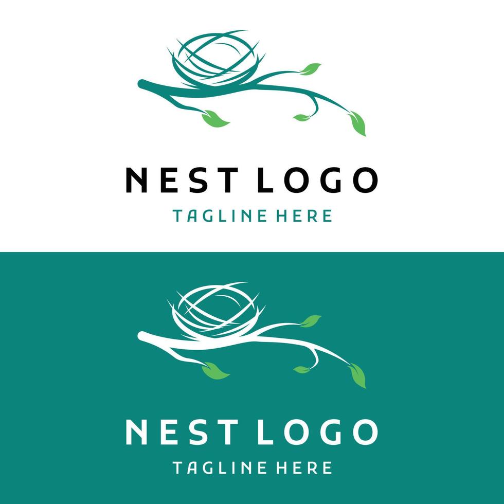 modelo de ilustração vetorial de design criativo de logotipo de hipster ninho de pássaro. vetor