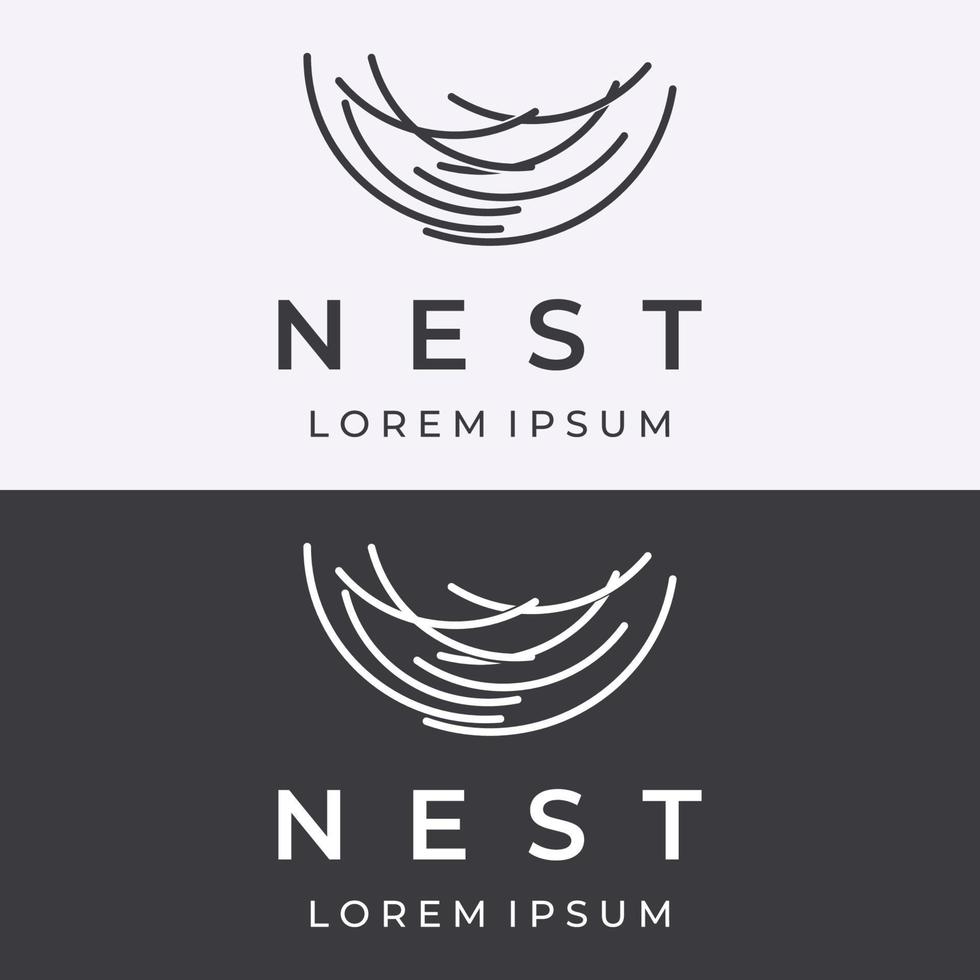 modelo de ilustração vetorial de design criativo de logotipo de hipster ninho de pássaro. vetor