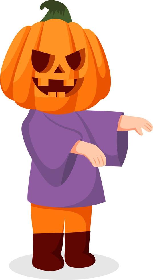 ilustração de design de personagens de menino de abóbora de halloween vetor