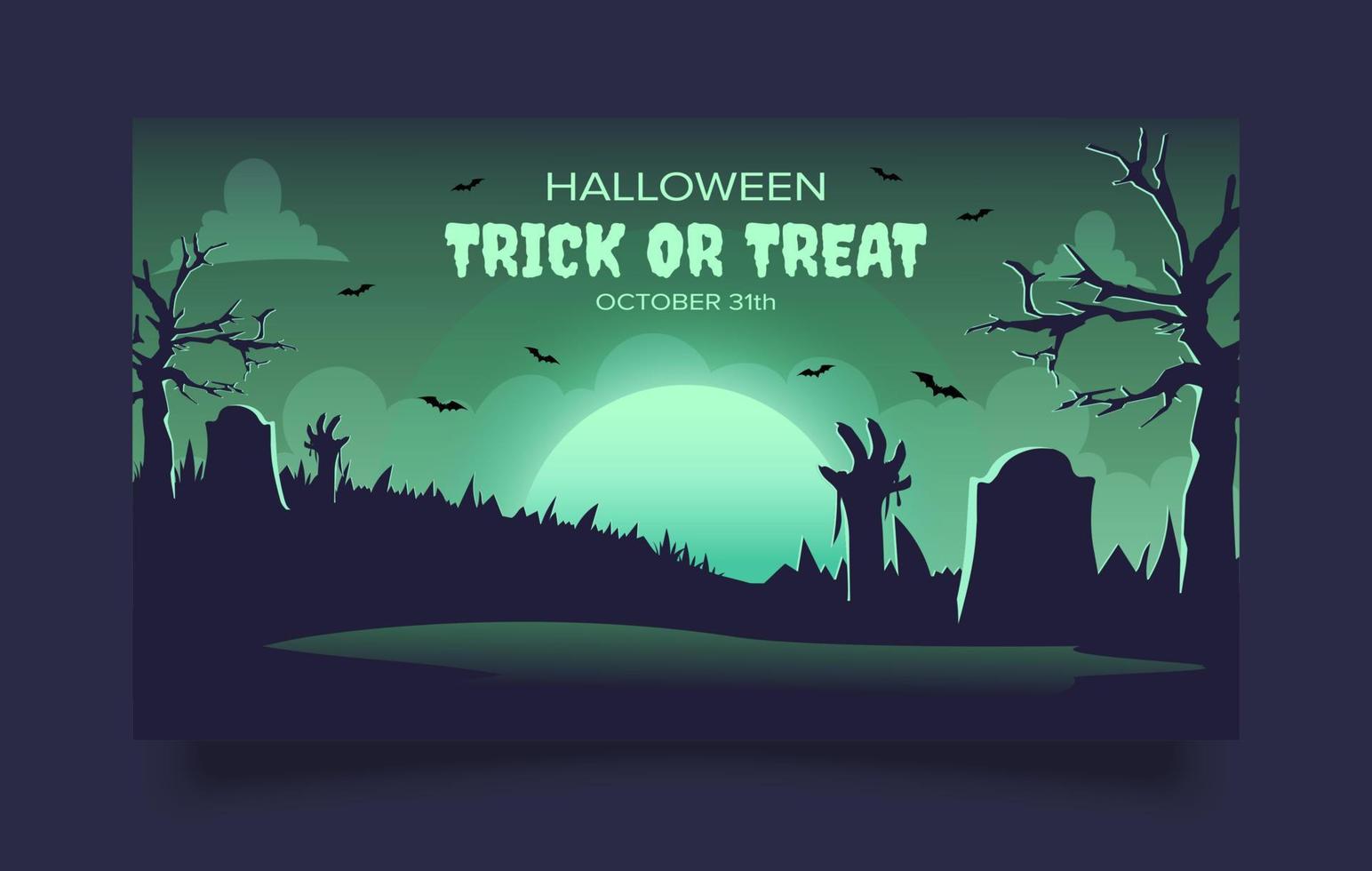 modelo de banner de halloween, fundo de noite assustadora vetor