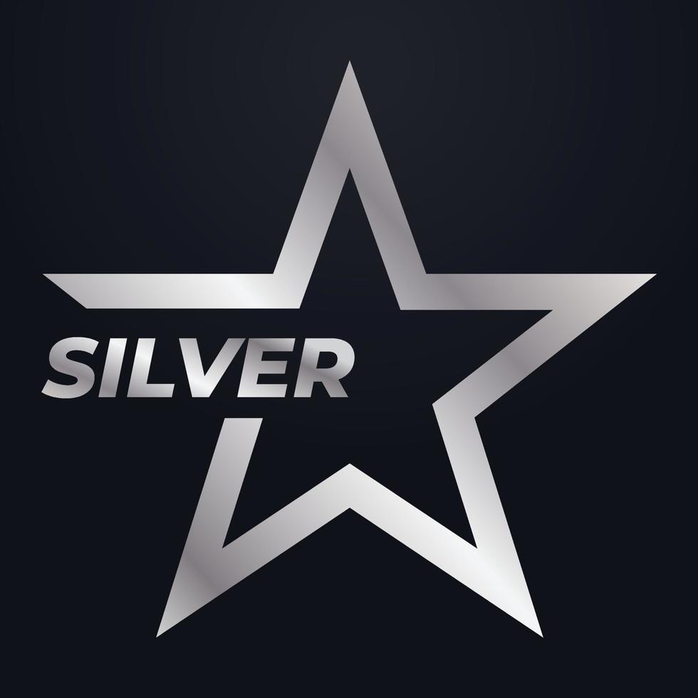 modelo de design de vetor de símbolo de logotipo de estrela de prata de luxo, designs de logotipo de estrela de estilo elegante com fundo preto. arquivo vetorial eps