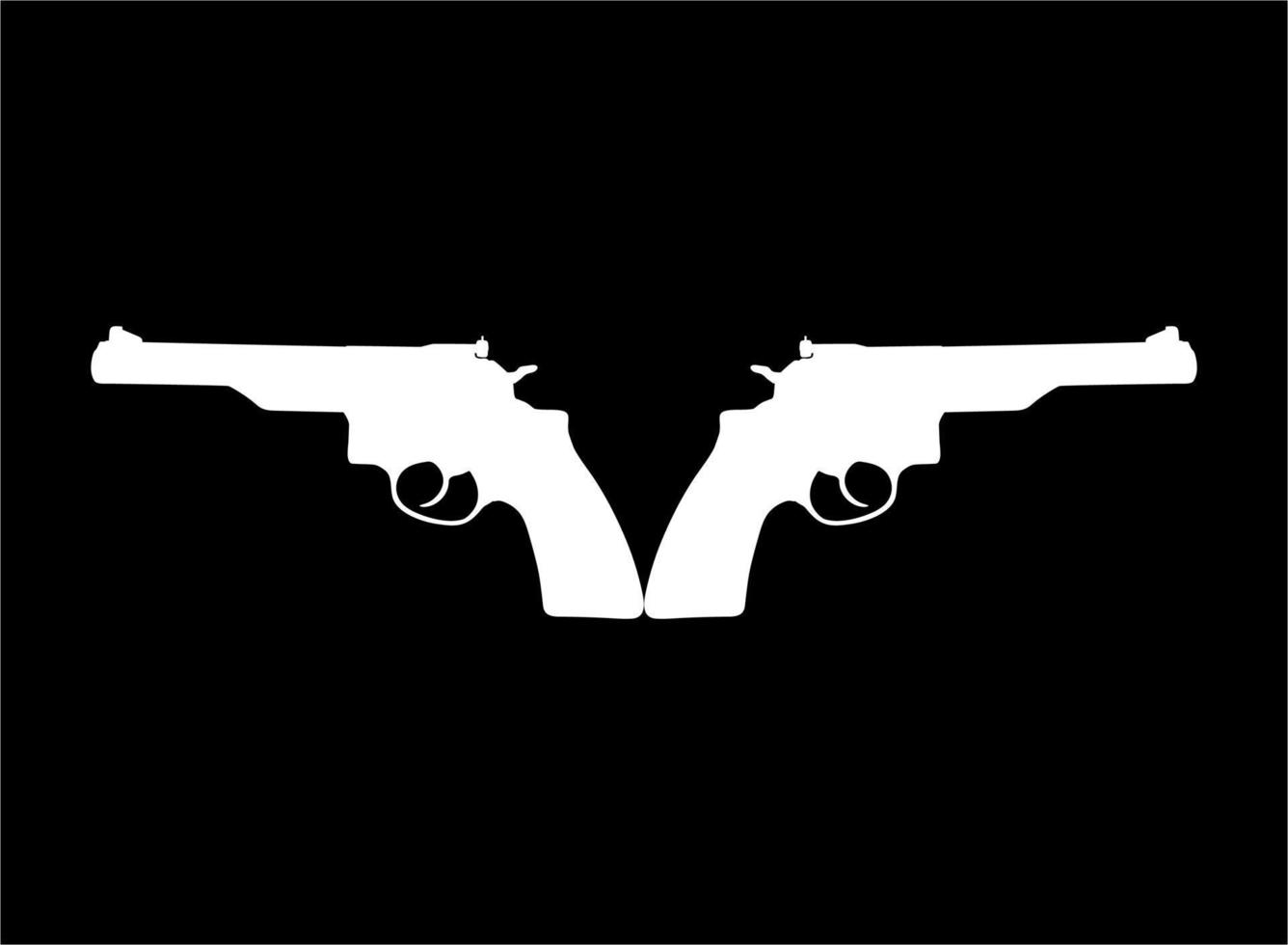 silhueta de arma dupla, pistola para logotipo, pictograma, site ou elemento de design gráfico. ilustração vetorial vetor