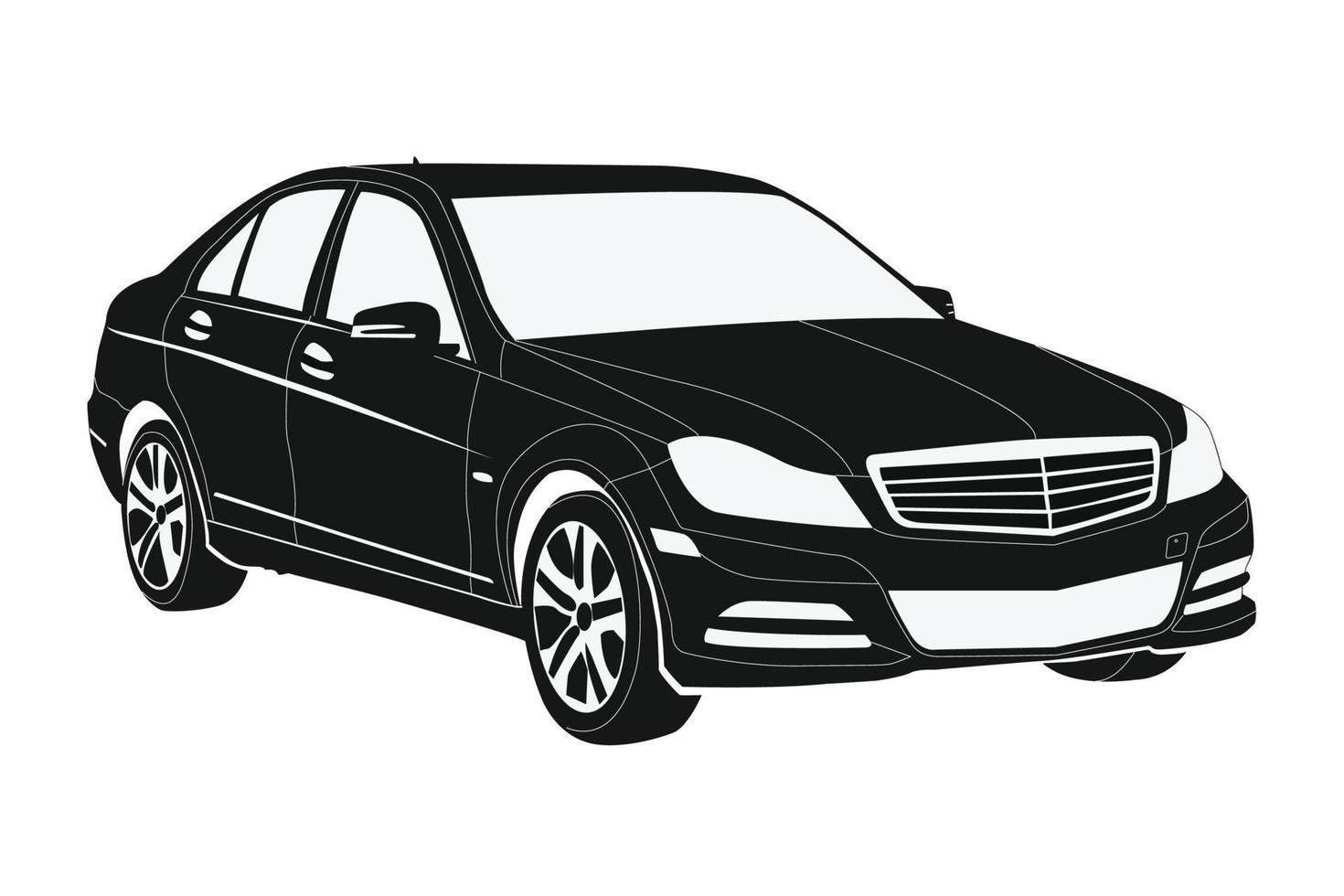 vista frontal de ilustração de carro, ícone de automóvel, conceito de transporte, arte de linha de vetor de carro
