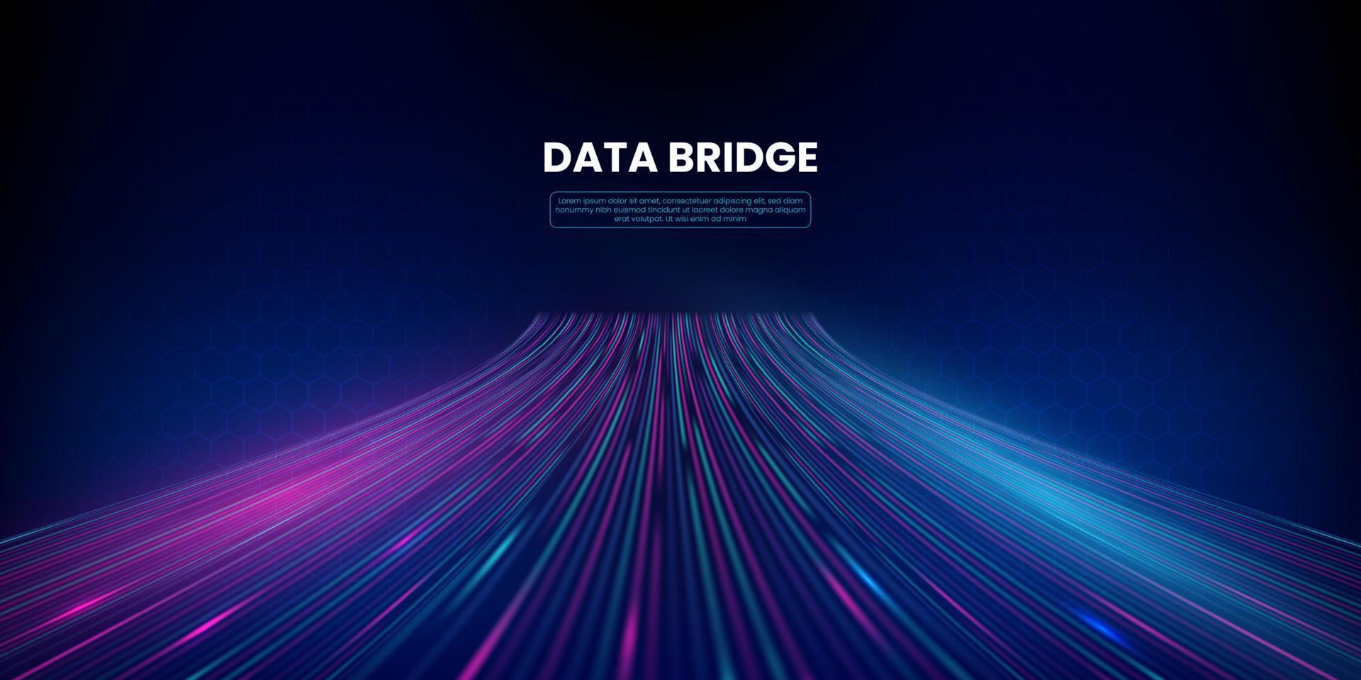 fundo de tecnologia digital de ponte de dados, visualização de conceito de rede de big data e inteligência artificial vetor