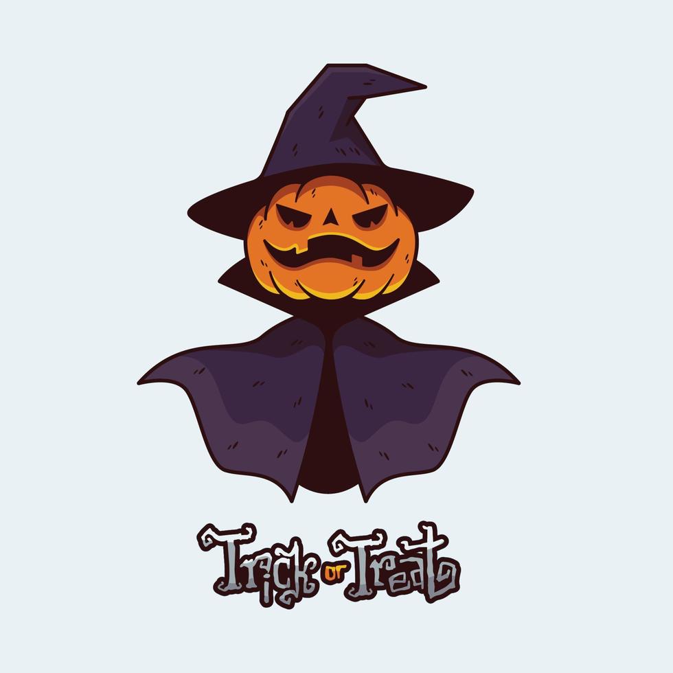 ilustração de halloween de bruxa de abóbora de doces ou travessuras vetor