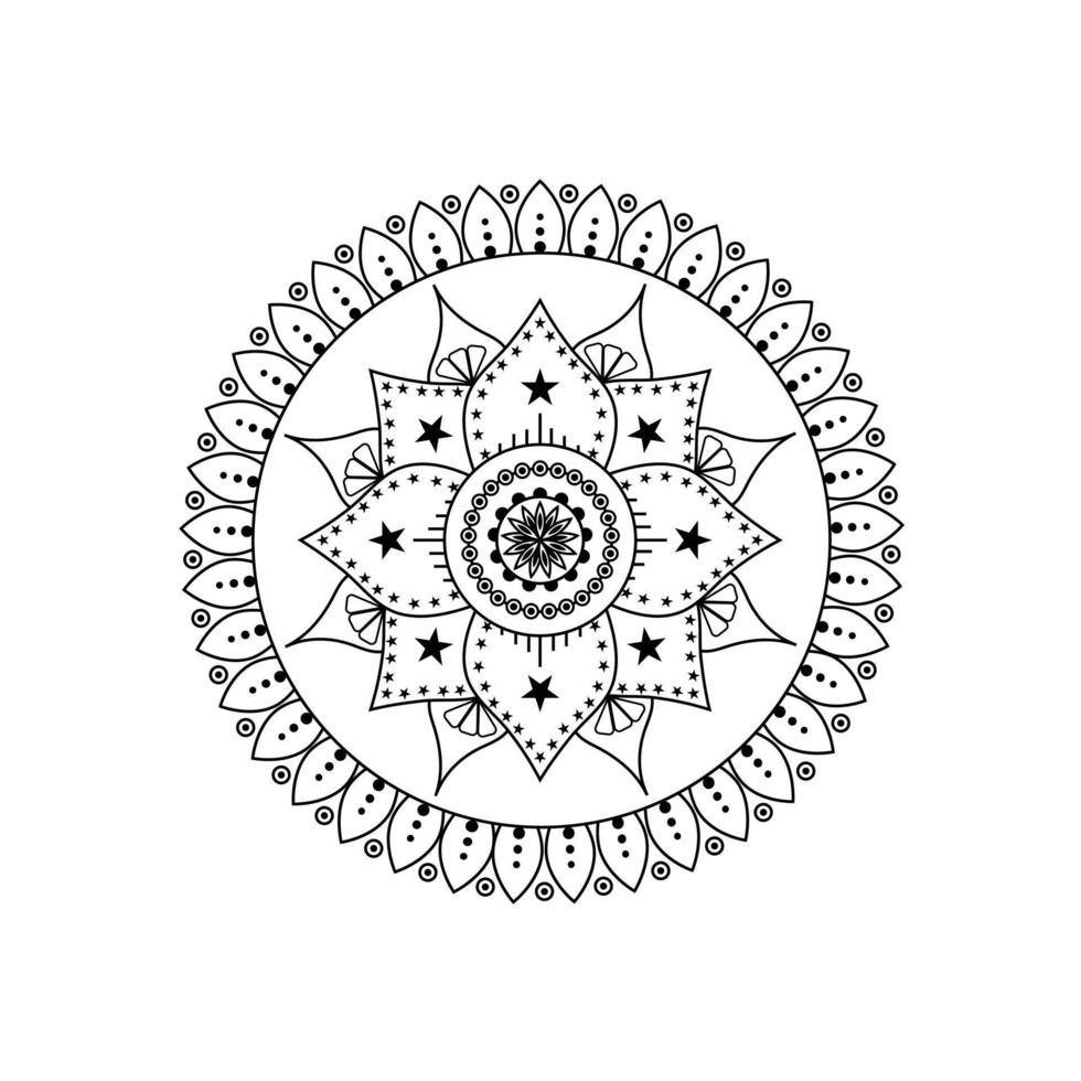 padrão de mandala de flores circulares para henna, mehndi, tatuagem, decoração. ornamento decorativo em estilo étnico oriental. página do livro para colorir. esboço doodle mão desenhada ilustração vetorial. vetor