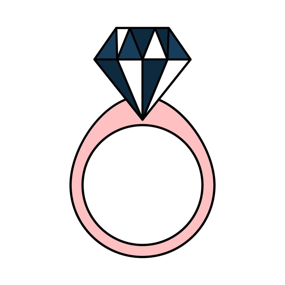 número com um diamante. anel de casamento para a proposta. joia. ícone de casamento simples. ilustração vetorial de rabiscos vetor