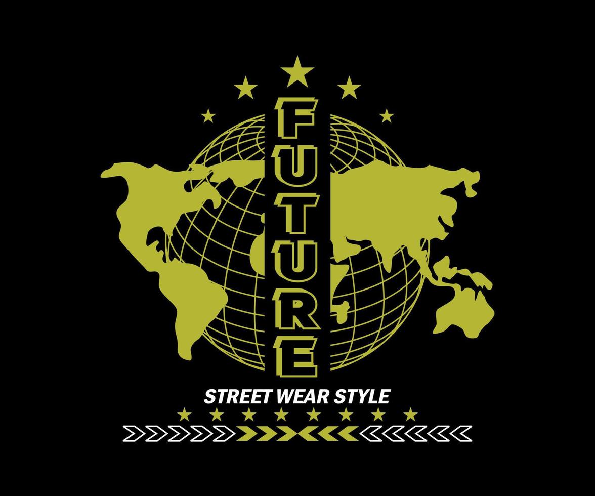 futuro em todo o mundo estilo de rua simples design vintage moda vetor