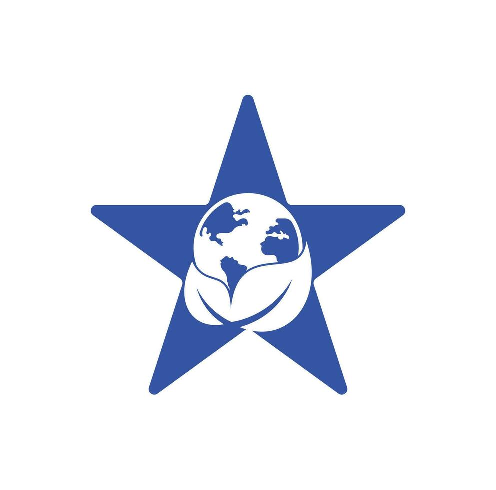 globo folha estrela forma conceito logotipo ícone vetor. combinação de logotipo de terra e folha. planeta e eco símbolo ou ícone vetor