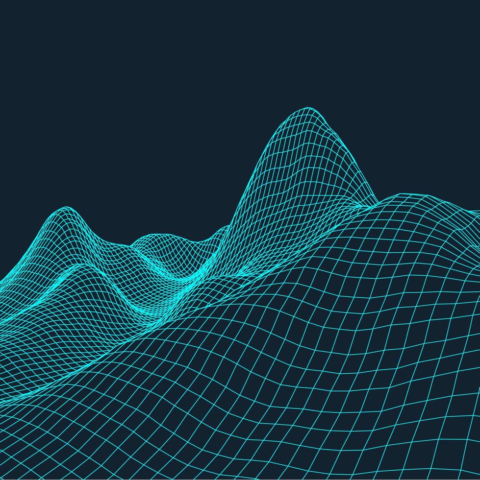 3d wireframe terreno grande angular eps10 vetor