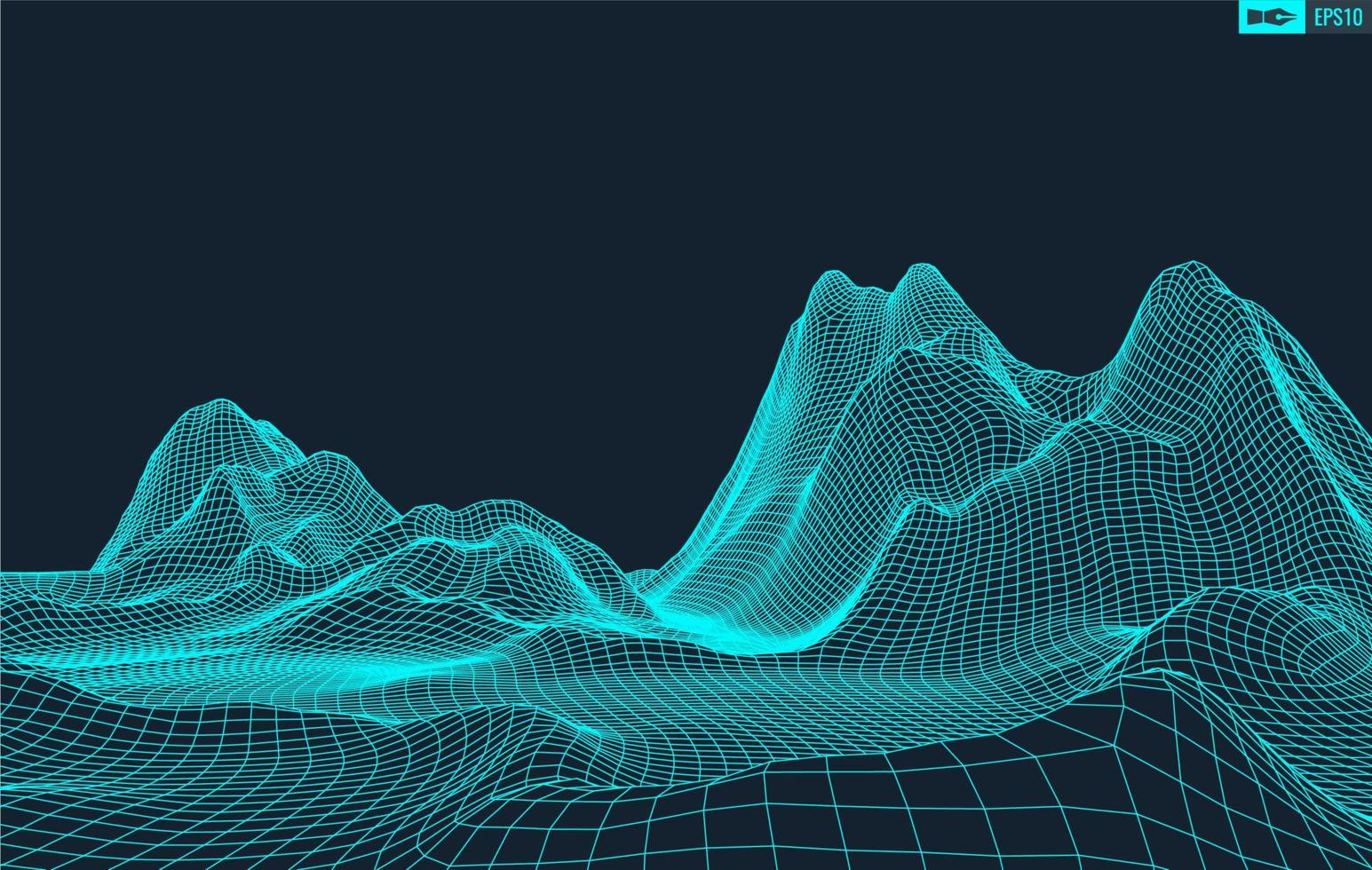 3d wireframe terreno grande angular eps10 vetor