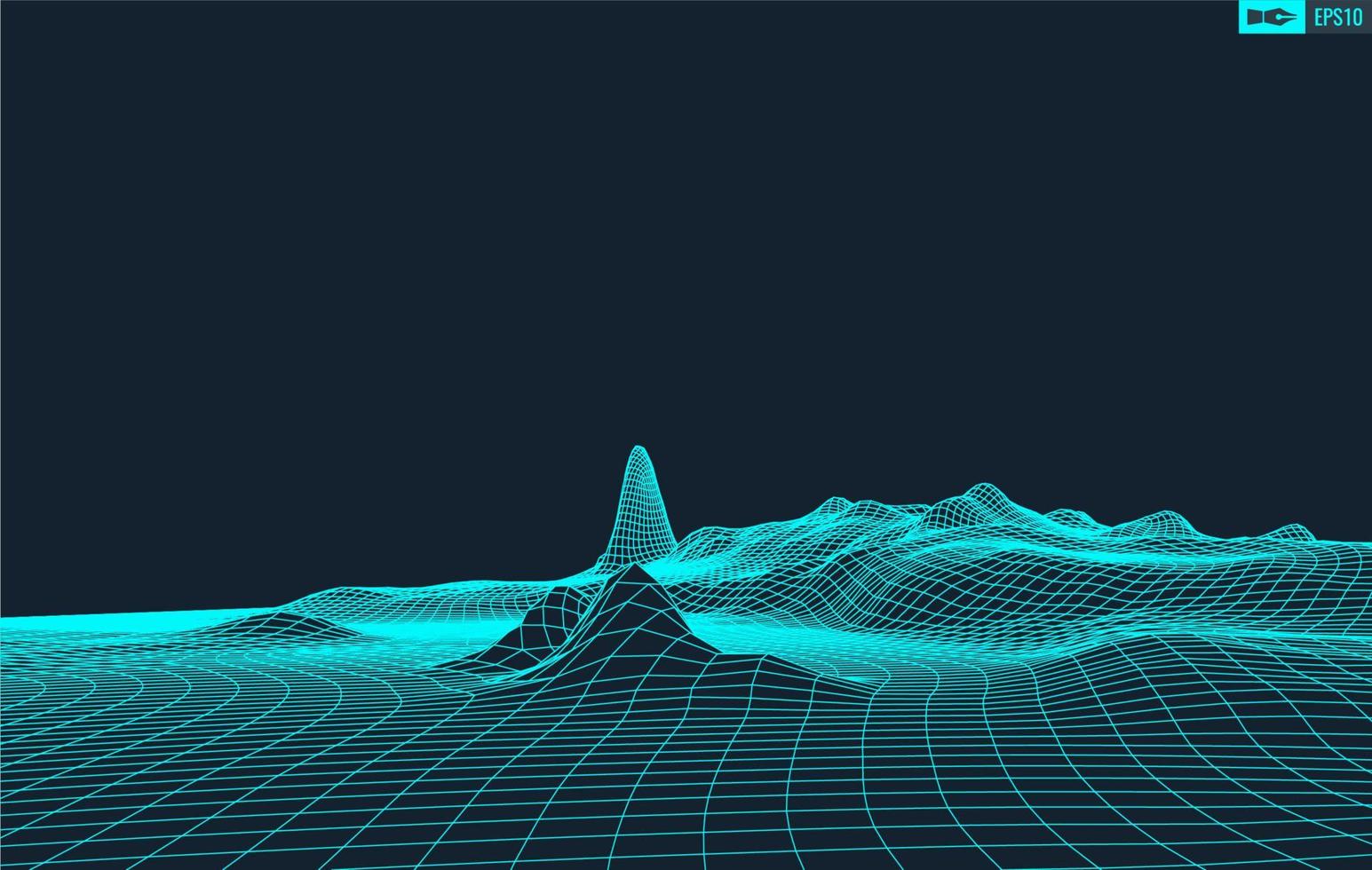 3d wireframe terreno grande angular eps10 vetor