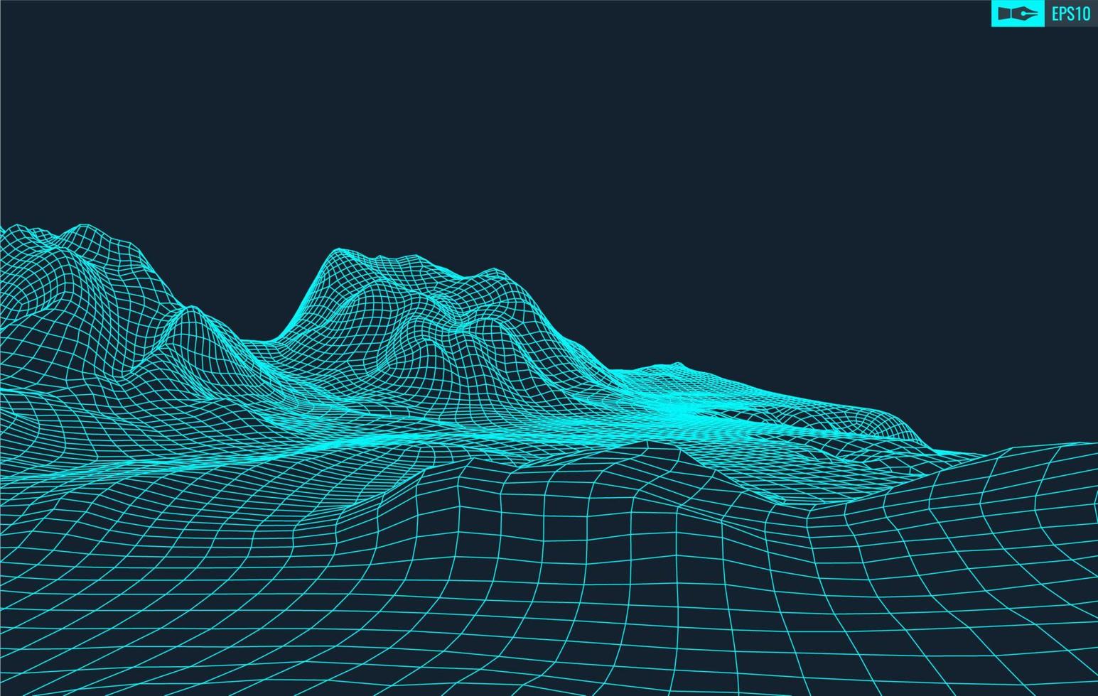 3d wireframe terreno grande angular eps10 vetor