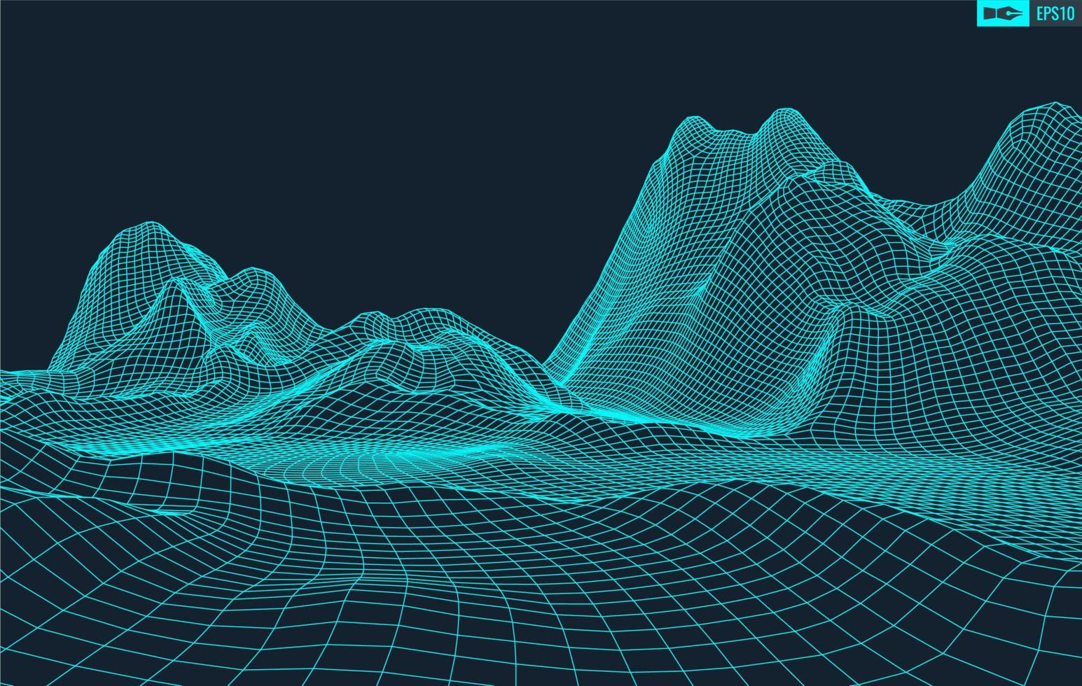 3d wireframe terreno grande angular eps10 vetor