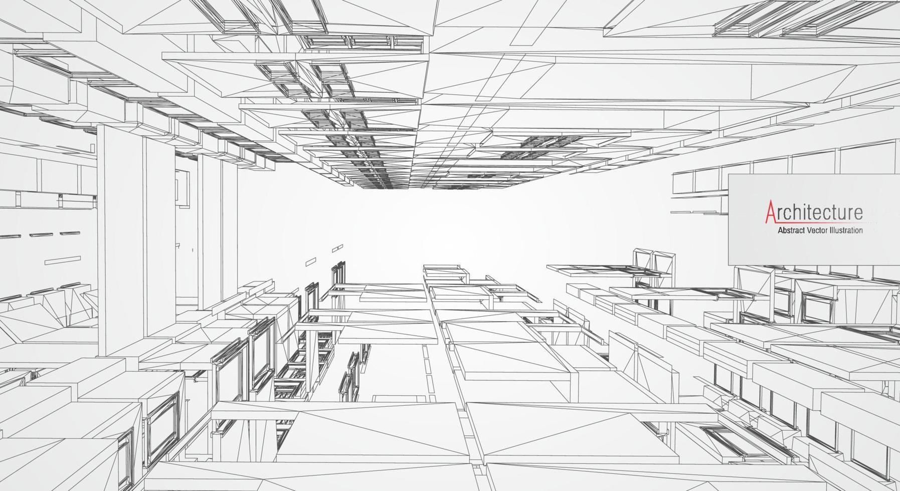 fundo de linha de arquitetura. Resumo de vetor de esboço de construção civil. projeto 3d da cidade moderna. grade geométrica de tecnologia. casa de planta de fio. wireframe de inovação de arquiteto digital.