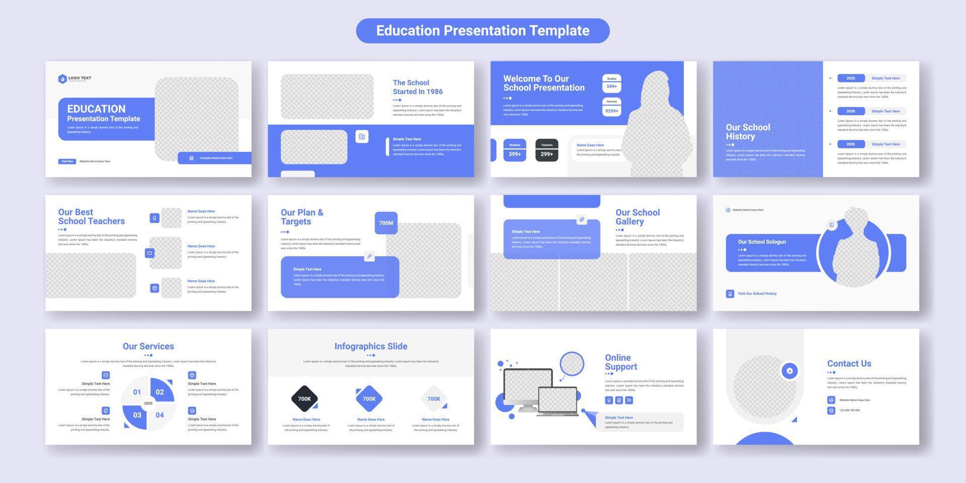 design de modelo de slides de apresentação de educação. use para fundo de apresentação moderno, design de folheto, controle deslizante de site, página de destino, relatório anual vetor