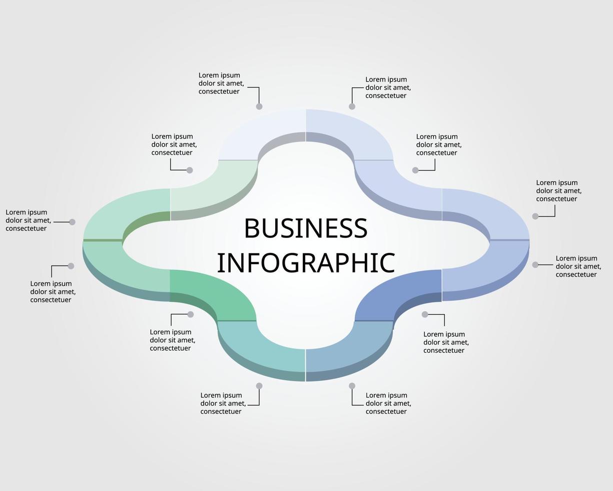 modelo de gráfico de linha do tempo para infográfico para apresentação de 12 elementos vetor