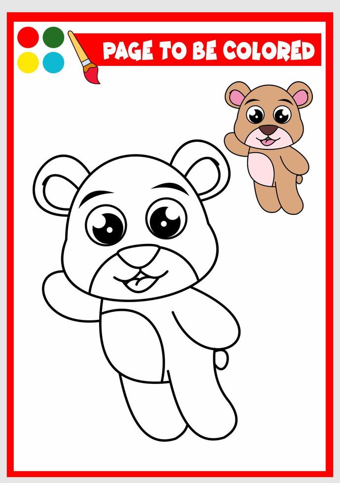 livro de colorir para crianças. vetor de urso fofo