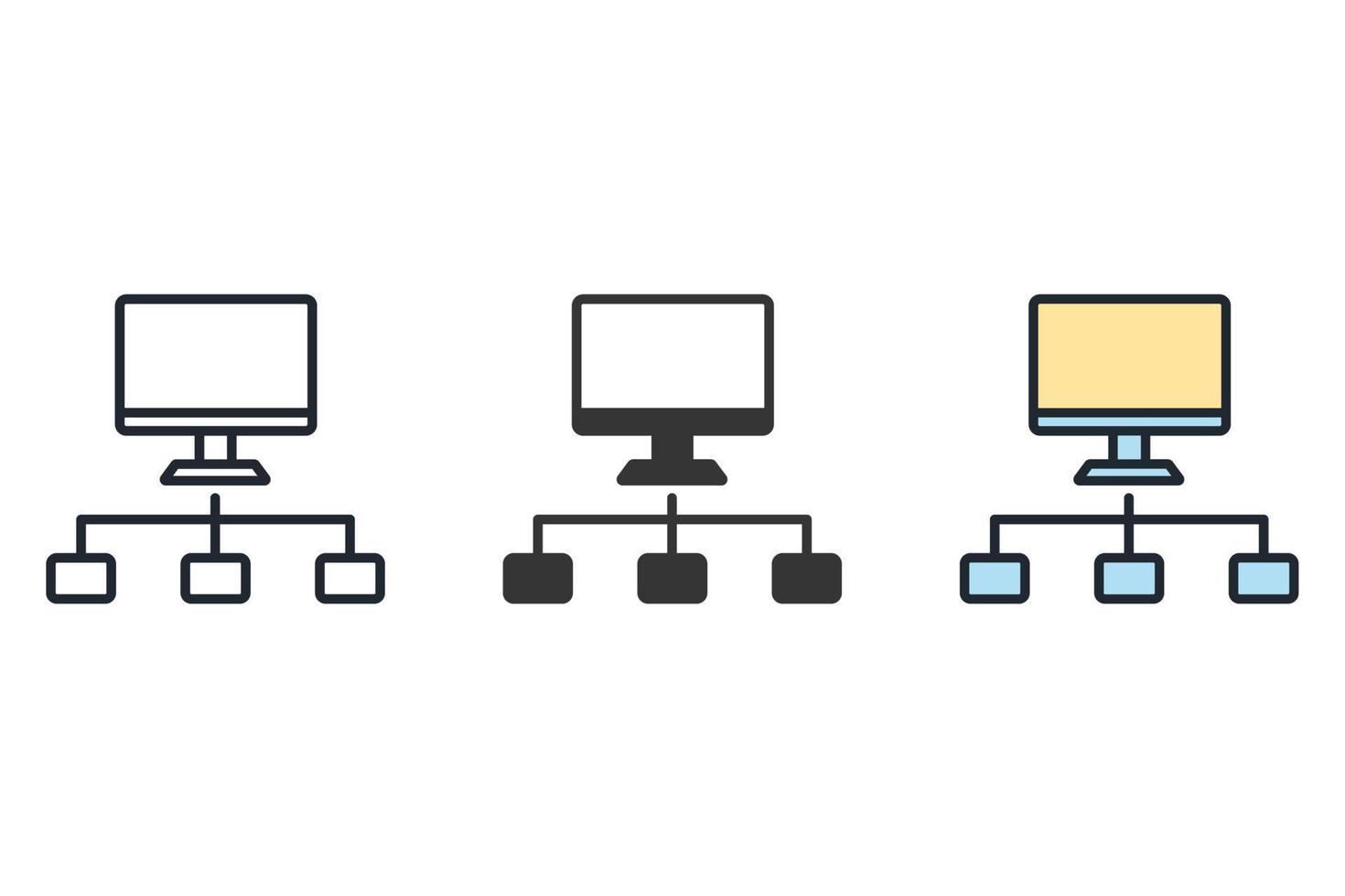 lan rede ícones símbolo elementos vetoriais para infográfico web vetor