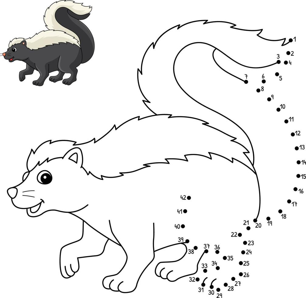 desenho de animal skunk isolado ponto a ponto para colorir vetor