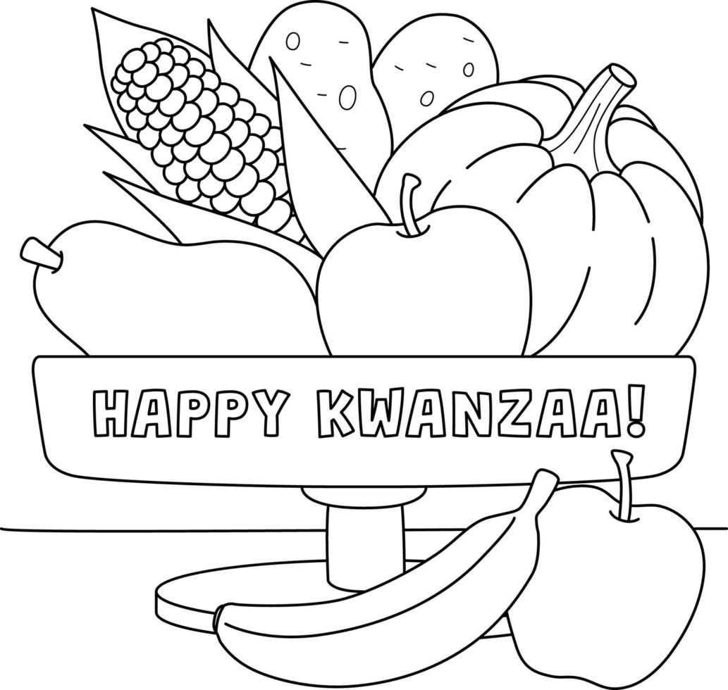 feliz kwanzaa mazao para colorir para crianças vetor
