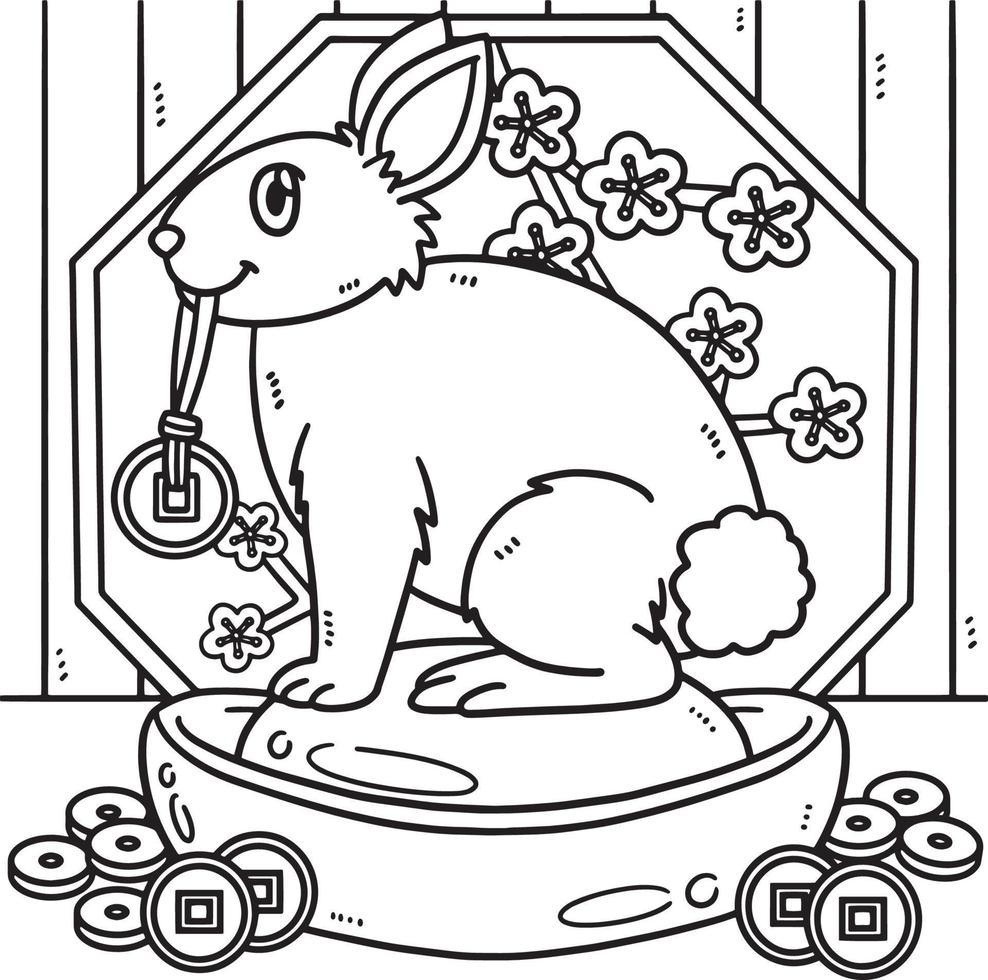 exibição de charme de coelho ano do coelho para colorir vetor