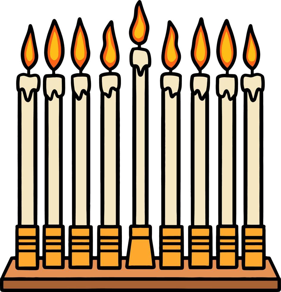 hanukkah menorah cartoon clipart colorido vetor