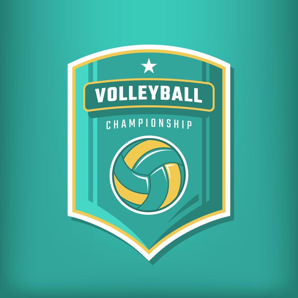 modelo de distintivo de emblema de esportes de vôlei sobre fundo claro vetor