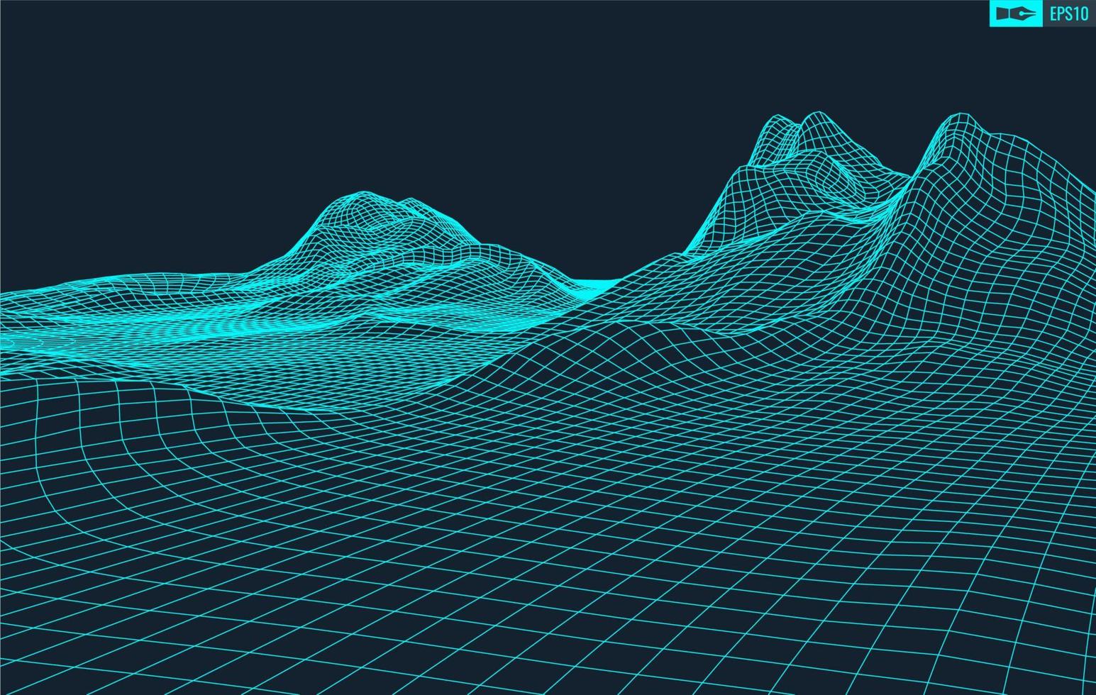 3d wireframe terreno grande angular eps10 vetor