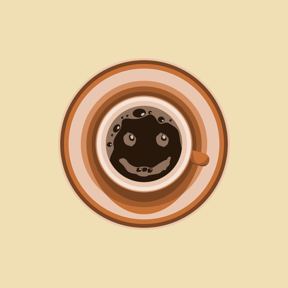 vista superior editável uma ilustração vetorial de xícara de café como emoticon feliz para elemento adicional de café ou projeto de design relacionado a negócios com conceito de expressão vetor