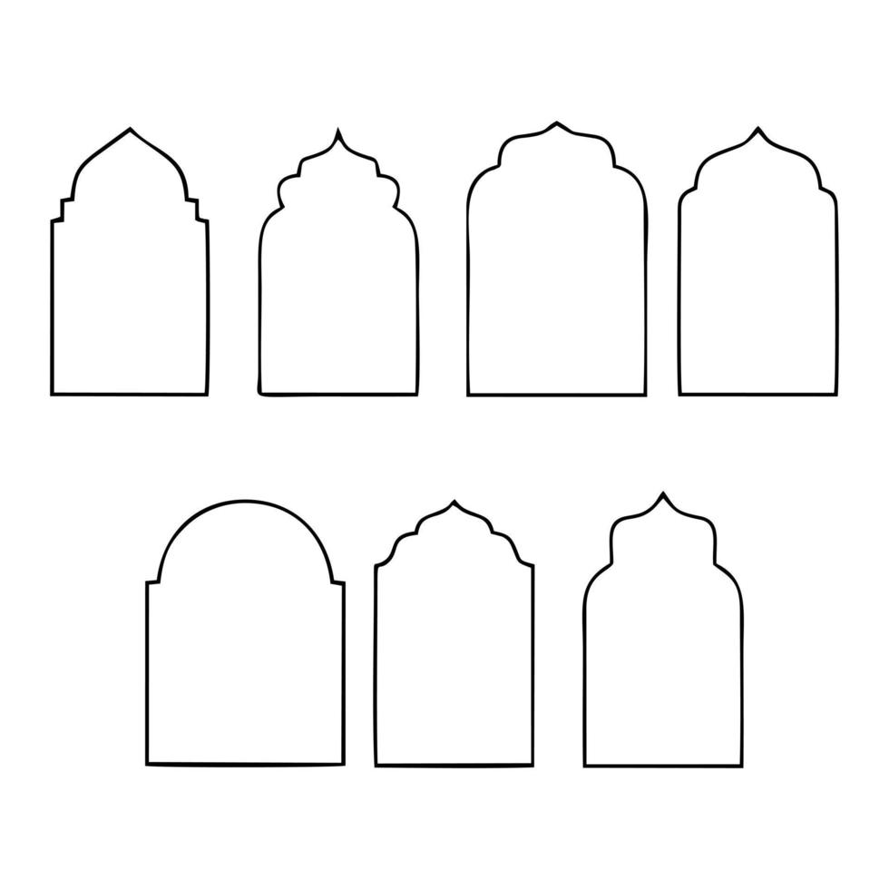 fronteira de estilo islâmico e elemento de vetor de modelo editável de design de moldura. adequado para elemento de design do cartaz do ramadã, cartão de saudação eid mubarak e forma de arco de mesquita para texto de citação islâmica.