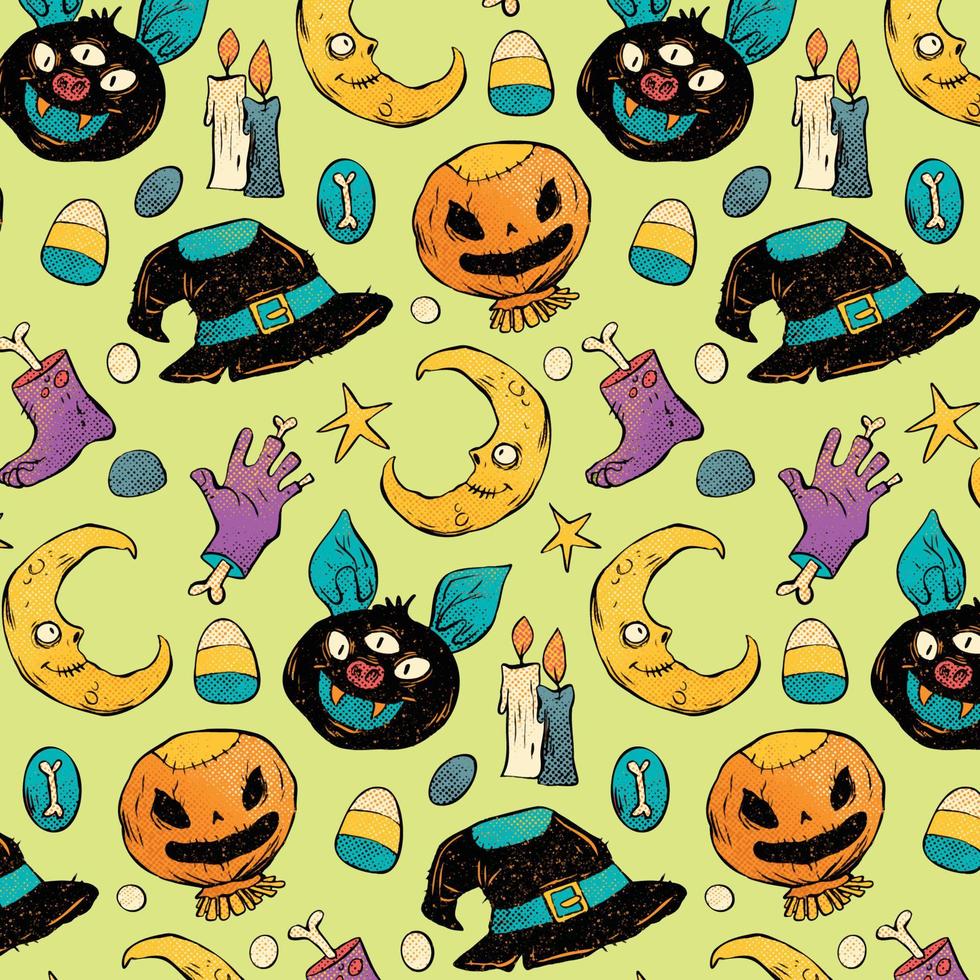 design de padrão vintage de halloween vetor