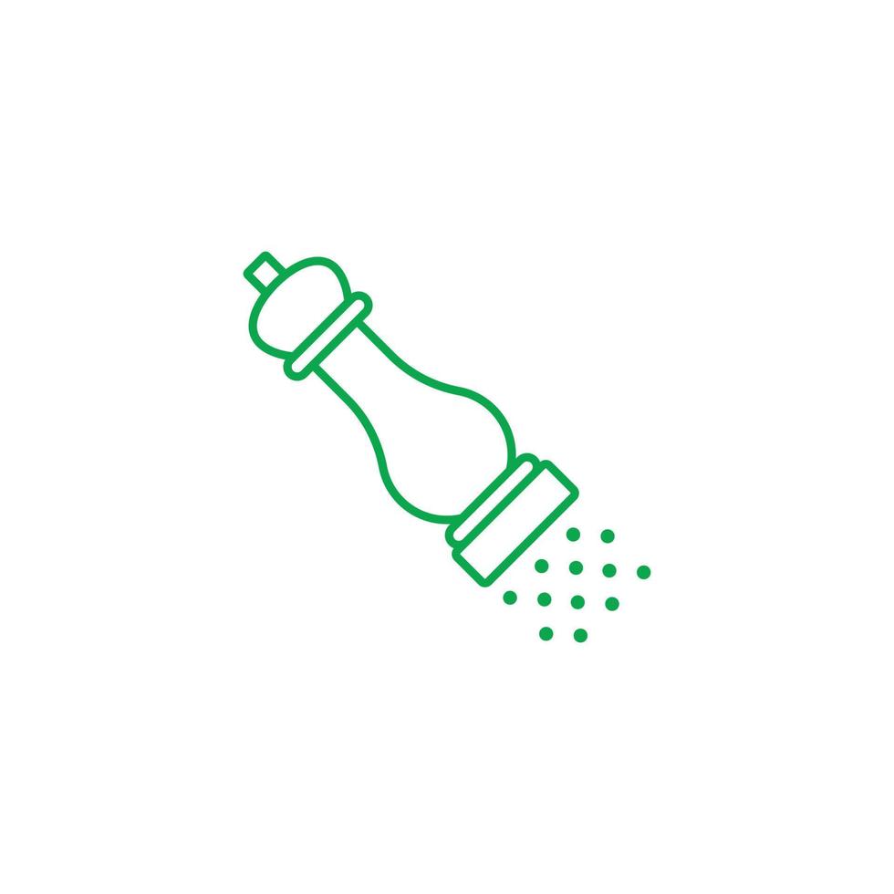 Moinho de pimenta verde vetor eps10 ou ícone de linha de abanador de pimenta isolado no fundo branco. símbolo de contorno de sal ou especiarias em um estilo moderno simples e moderno para o design do seu site, logotipo e aplicativo móvel